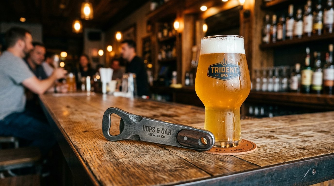 Premium Custom Bottle Opener on Bar