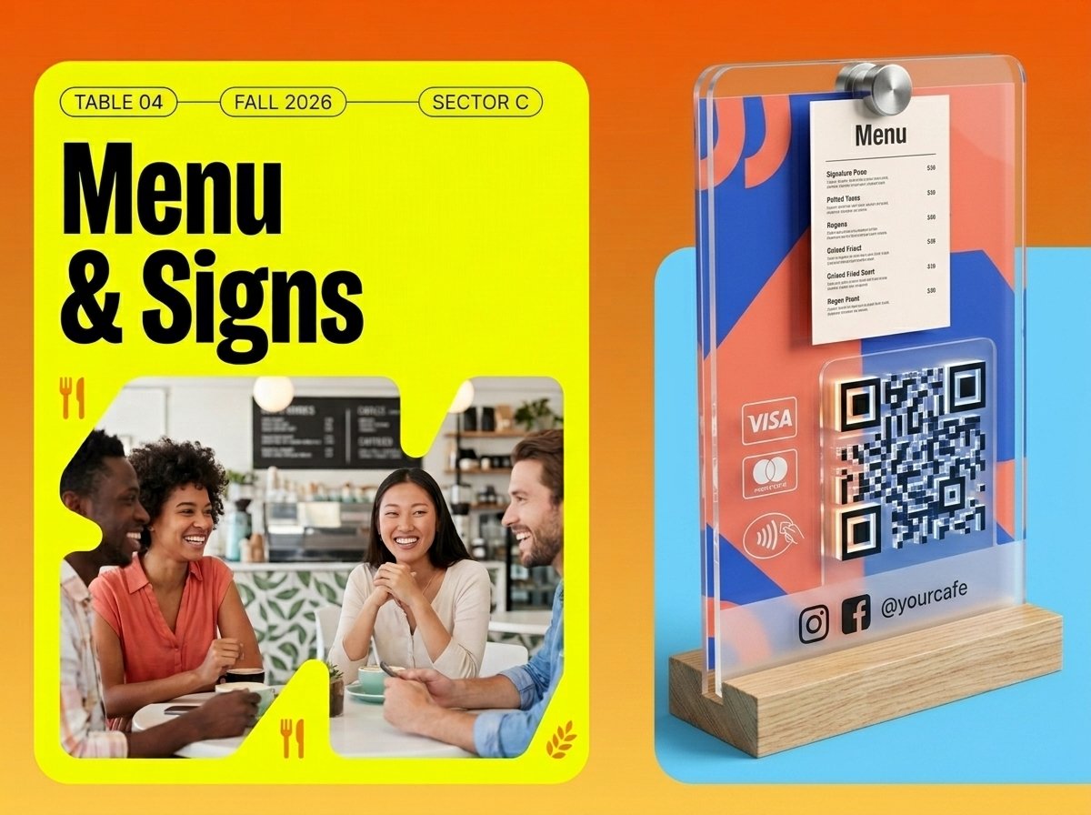 Restaurant Menu & Tabletop Signage Design