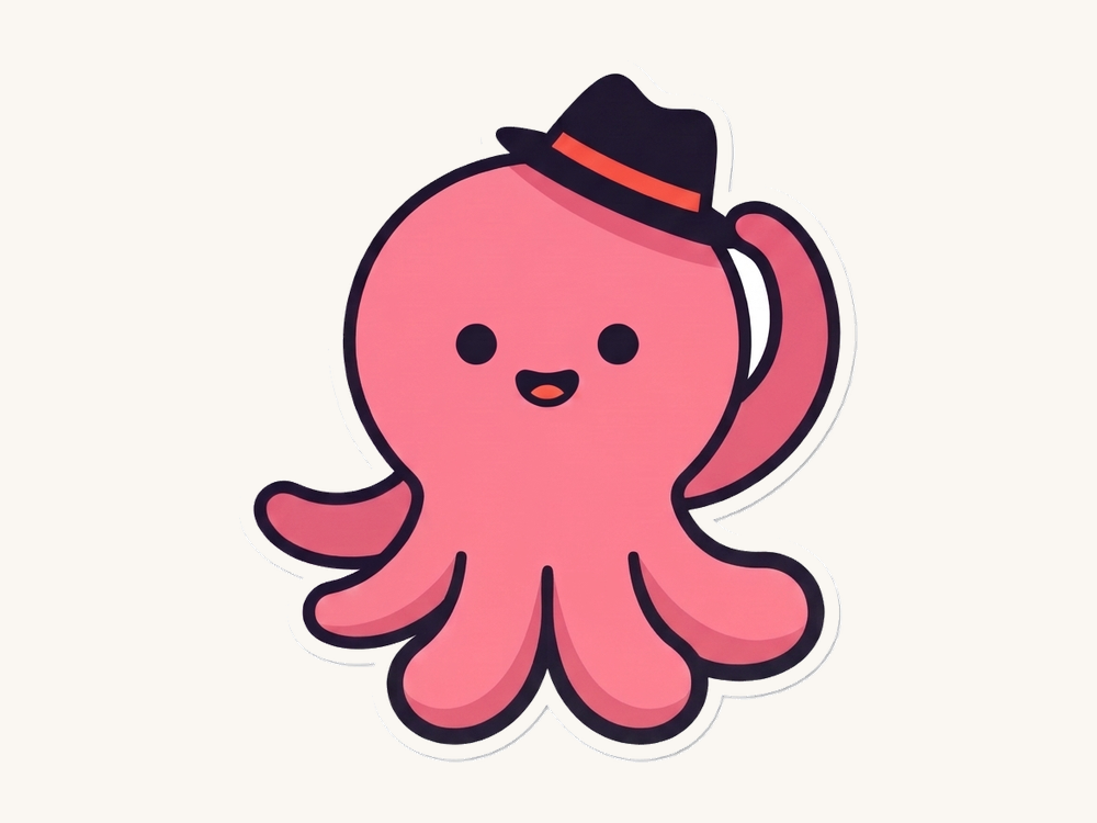 Custom Die Cut Octopus Mascot Sticker