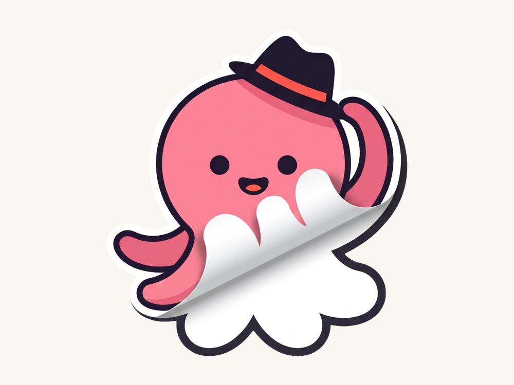 Custom Kiss Cut Octopus Mascot Sticker Peel