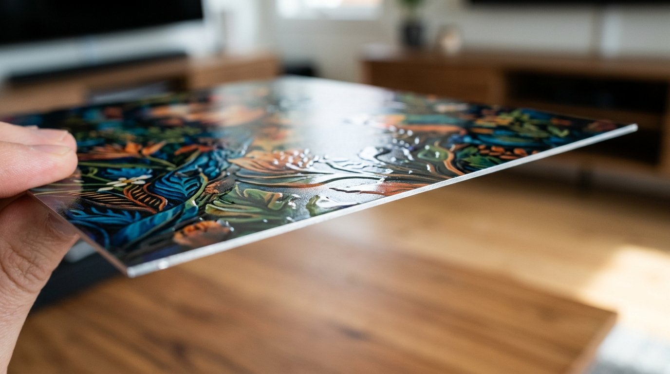 Ultra-thin metal edge with raised UV texture
