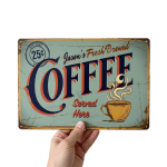 Vintage Coffee Metal Sign: Fresh Brewed view 2