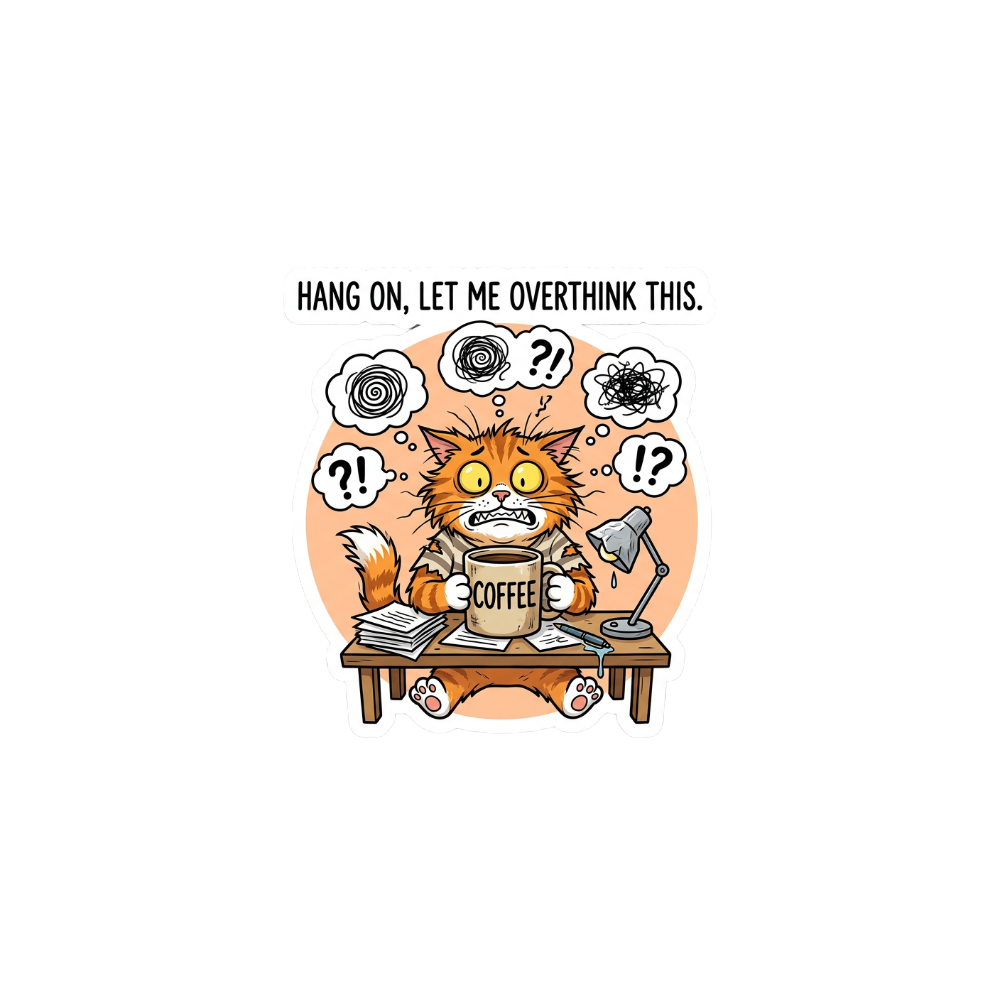 Overthinking Cat Sticker