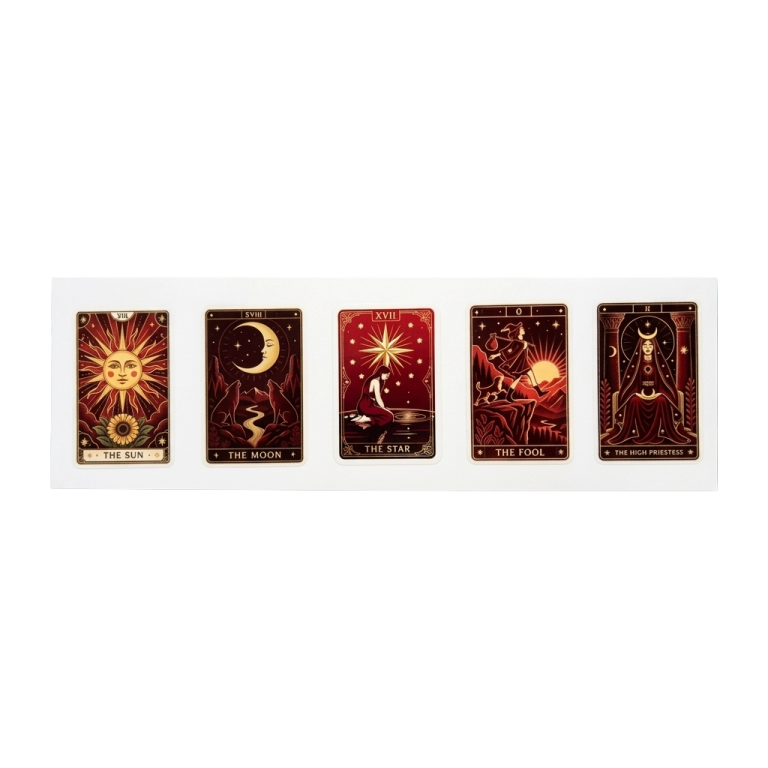 Gold Tarot Cards Sticker Sheet