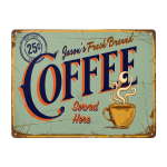 Vintage Coffee Metal Sign: Fresh Brewed view 1