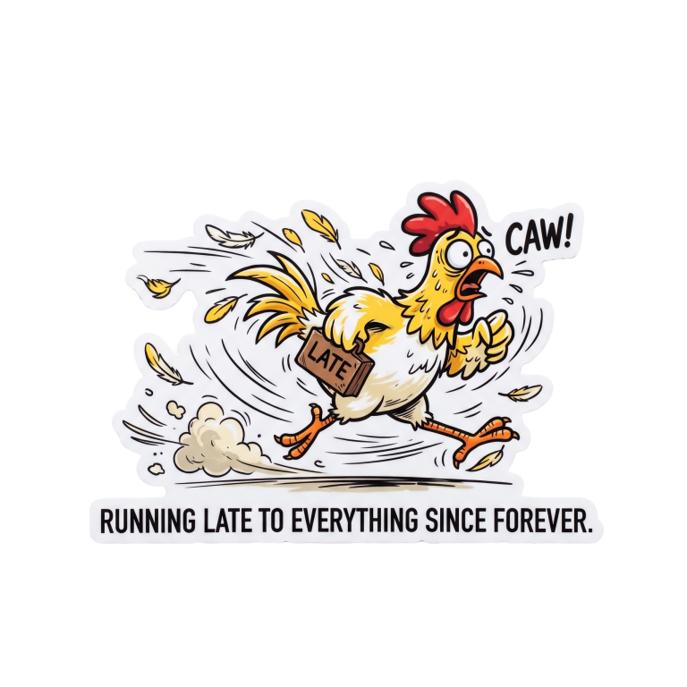 Running Late Chicken Sticker