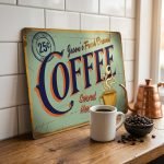 Vintage Coffee Metal Sign: Fresh Brewed view 4